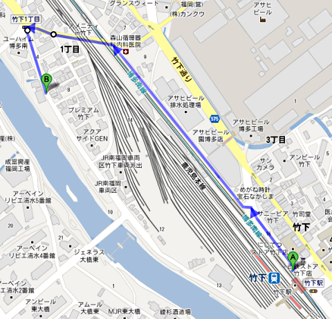 竹下駅からグリーンまで