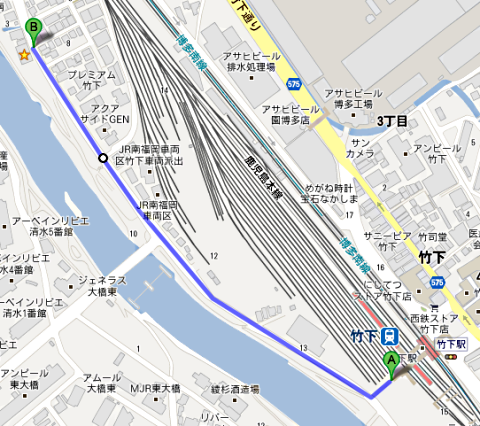 竹下駅からグリーンまで